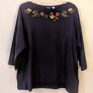 Basic Edition Leaf NWOT Embroidery Top 1x NWOT